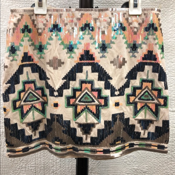 Express Mini Skirt Sequin Aztec XS - Picture 1 of 5